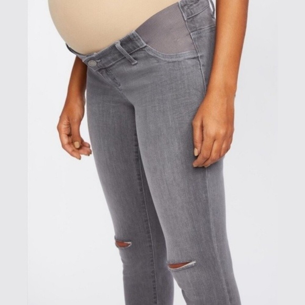 Indigo Blue Grey Distressed Maternity Jeans Size Small